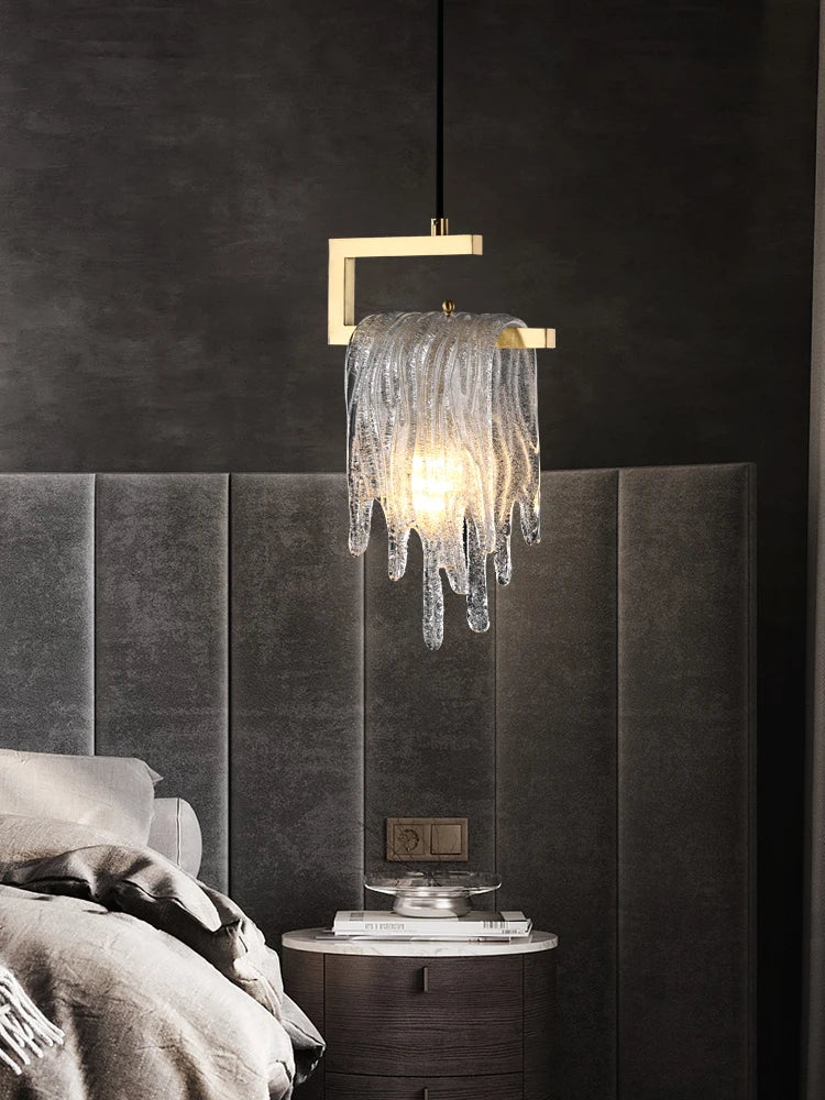 Afralia™ Icicle Glass Pendant Light for High-End Bedroom & Living Room Decor