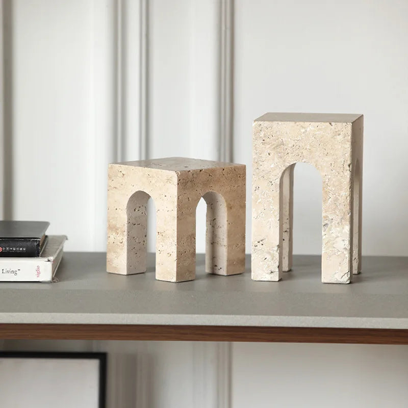 Afralia™ Hand-Carved Travertine Coffee Table Cabinet for Home Decor