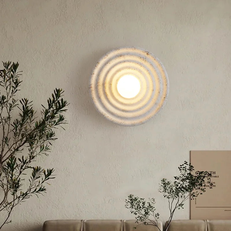 Afralia™ Wabi-sabi Round Circle LED Wall Lamp for Japanese Style Decor