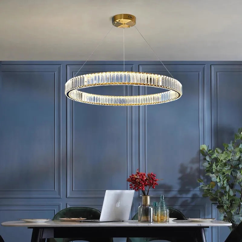 Afralia™ Crystal LED Ceiling Chandeliers: Modern Living Room Dining Room Pendant Lamp