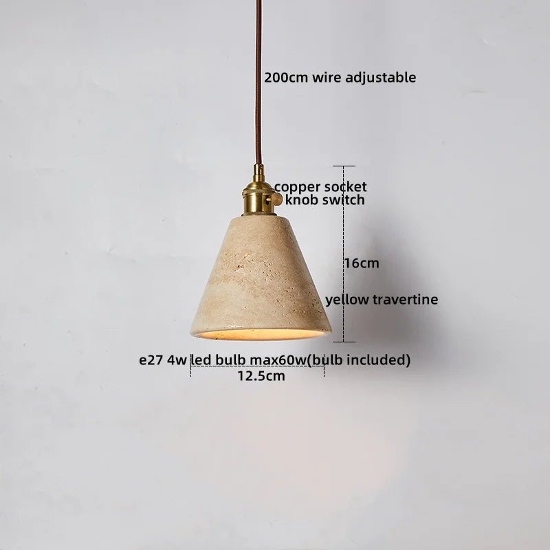 Afralia™ LED Yellow Travertine Hanging Lamp for Home Decor and Lighting Fixtures