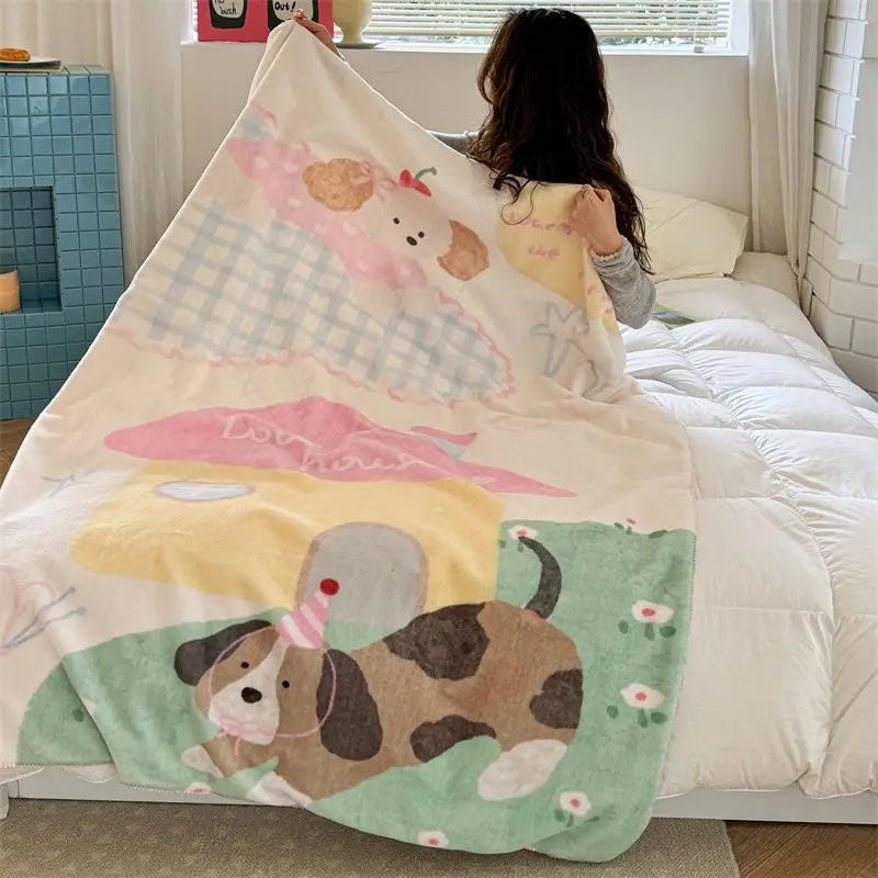 Afralia™ Kids Cartoon Milk Velvet Nap Blanket: Soft & Warm Quilt for All Seasons