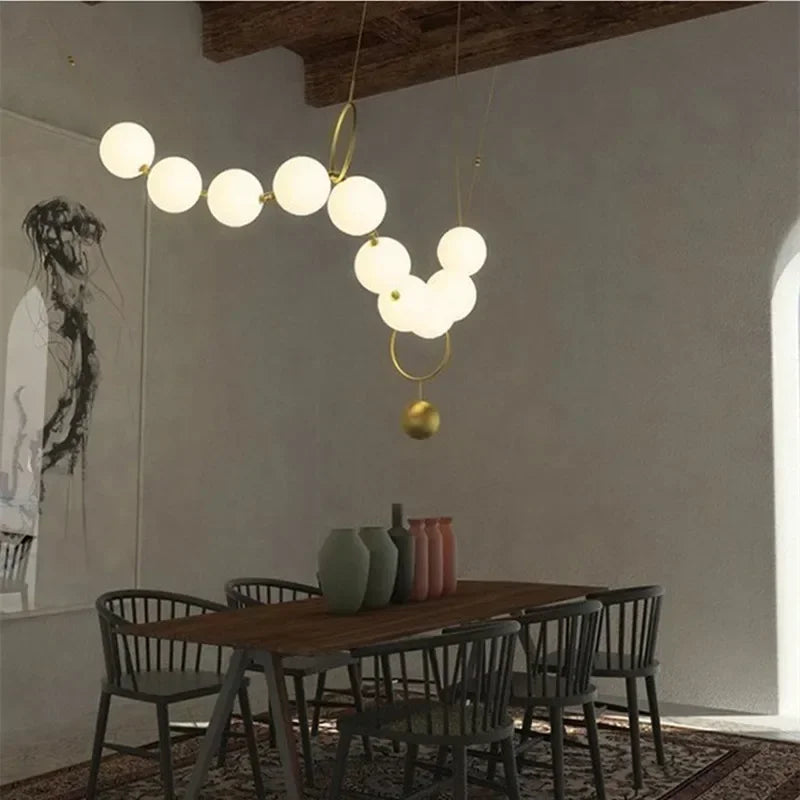 Afralia™ White Glass Ball Pendant Lights for Minimalist Dining Hall Stairwell Lighting
