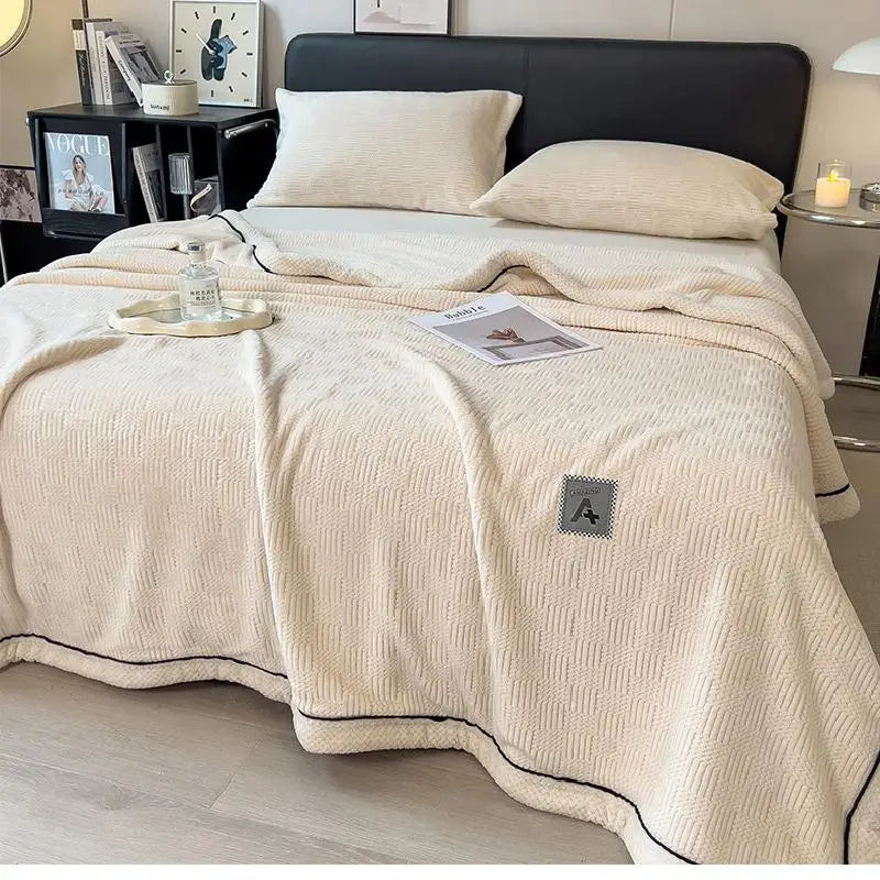 Afralia™ Light Luxury Velvet Plush Cotton Blanket