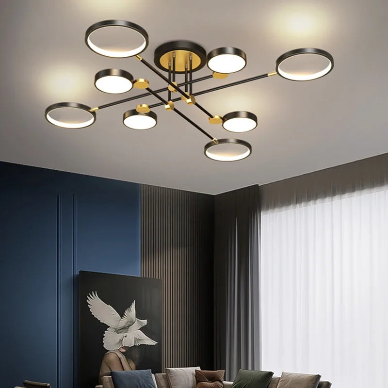 Afralia™ Gold Frame LED Ceiling Lamp - Remote Control Dimmable Chandelier