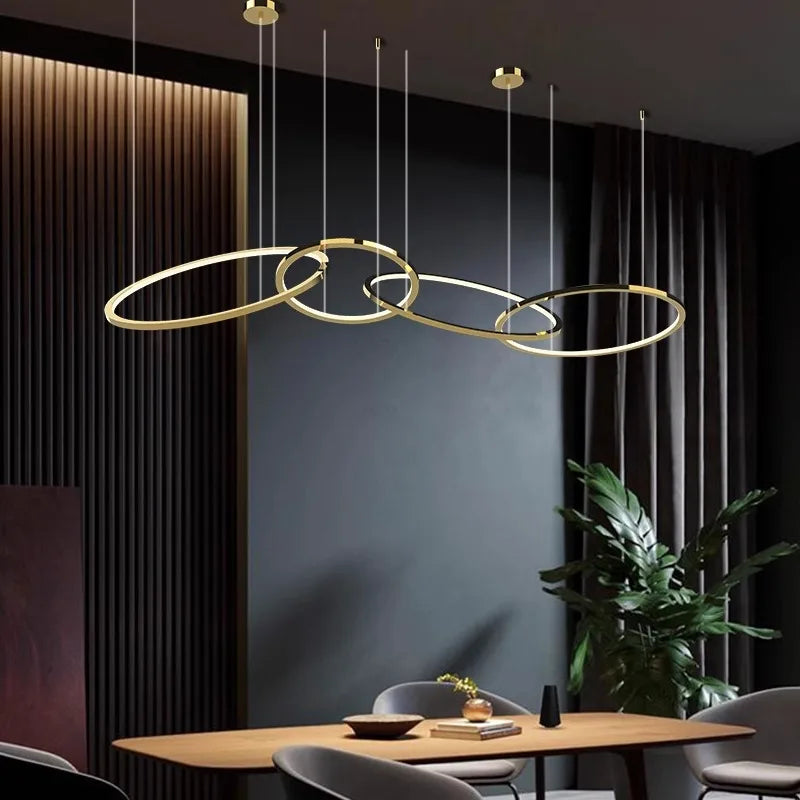 Afralia™ Gold Stainless Steel Silicone Pendant Lamp - Modern Round LED Lustre