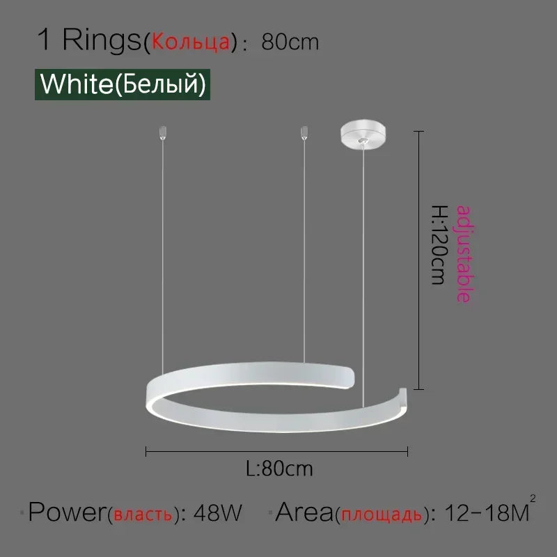Afralia™ Minimalist Circle Rings Ceiling Chandelier Pendant Light for Home Decor