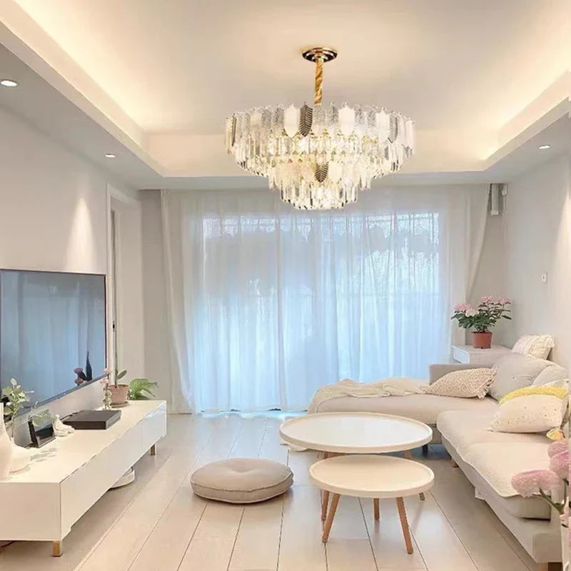 Afralia™ Crystal Indoor Chandelier: Postmodern LED Suspension Lamps for Luxe Living Room Decor