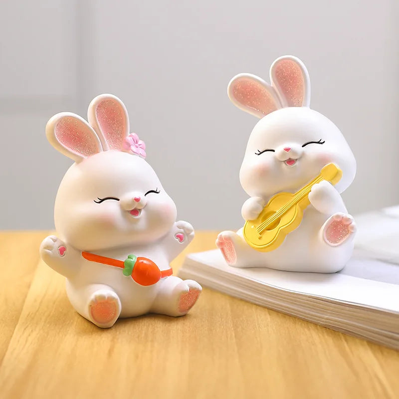 Afralia™ Cute Bunny Figurine Sculpture for Home Decor - Modern, Chubby Rabbit Art Ornament