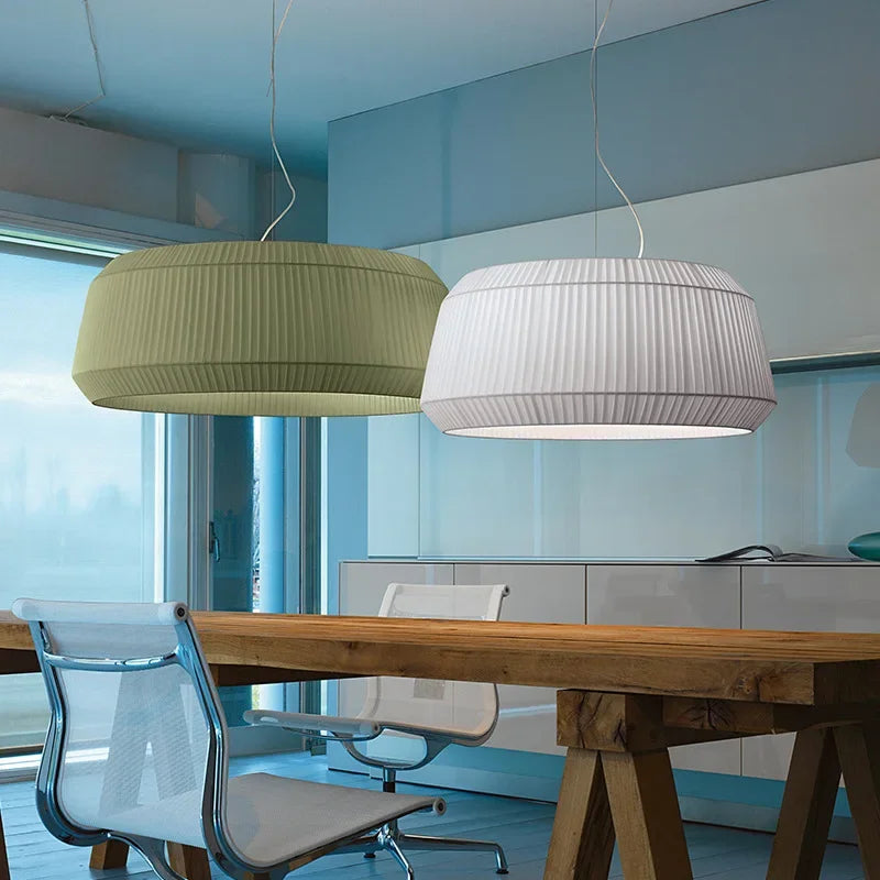 Afralia™ Pleated Fabric LED Pendant Lights - Minimalist Nordic Chandelier for Living Room