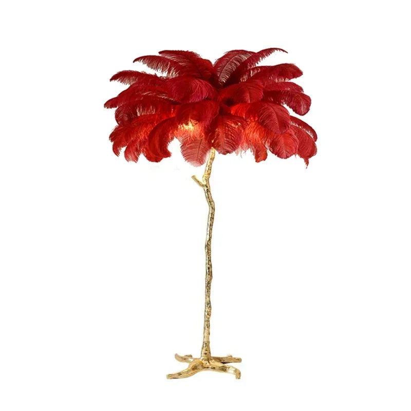 Afralia™ Elegant Feather Floor Lamp with Adjustable Bulbs for Stylish Home Decor