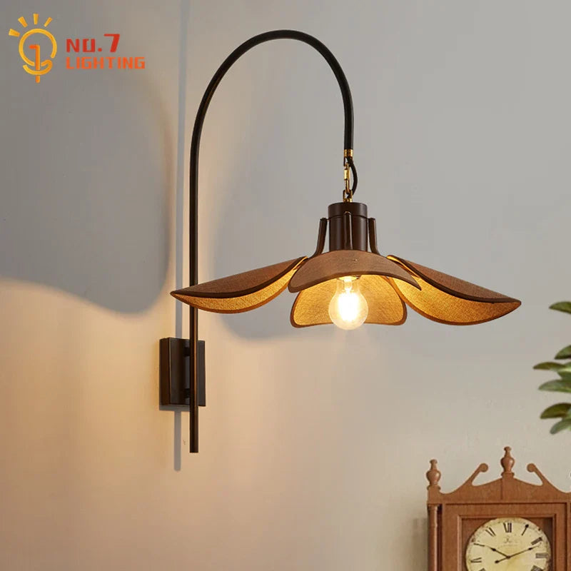 Afralia™ LED E27 Linen Wall Lamp: Japanese Retro Wabi-sabi Style for Living Room, Bedside, Restaurant