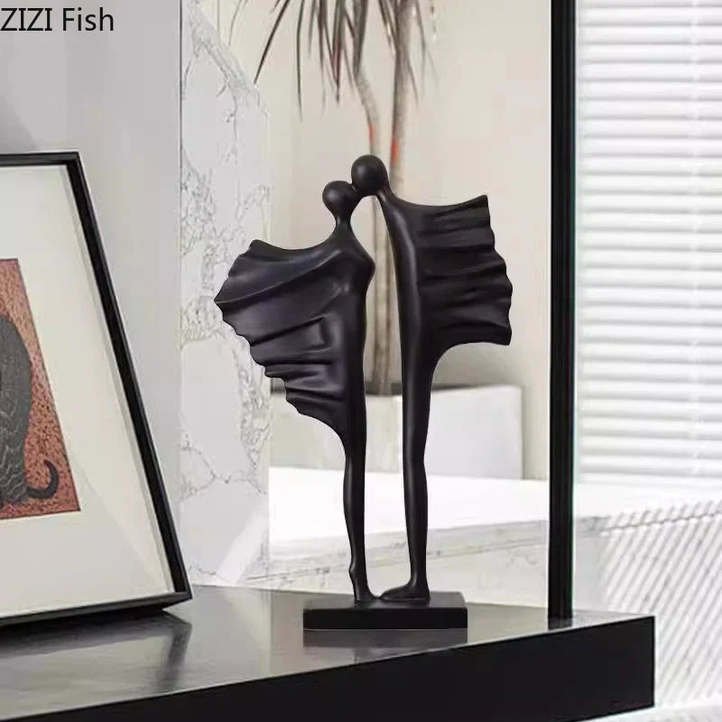 Afralia™ Abstract Lovers Resin Sculpture Modern Decor Ornaments - Couple Figures Statue