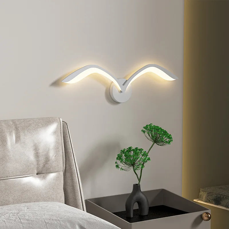 Afralia™ Seagull LED Wall Lamp for Home: Nordic Style Indoor Lighting Sconce Bedside Decor