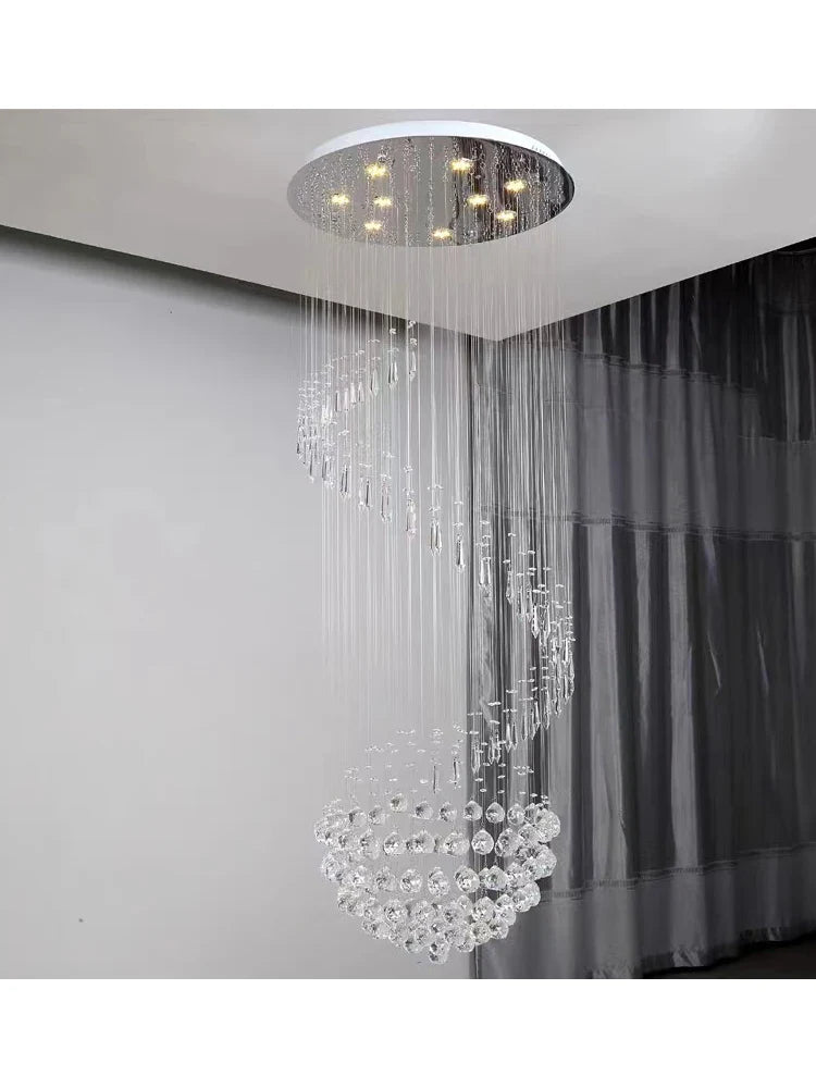 Afralia™ Crystal Chain Pendant Light Chandelier for Living Room and Staircase