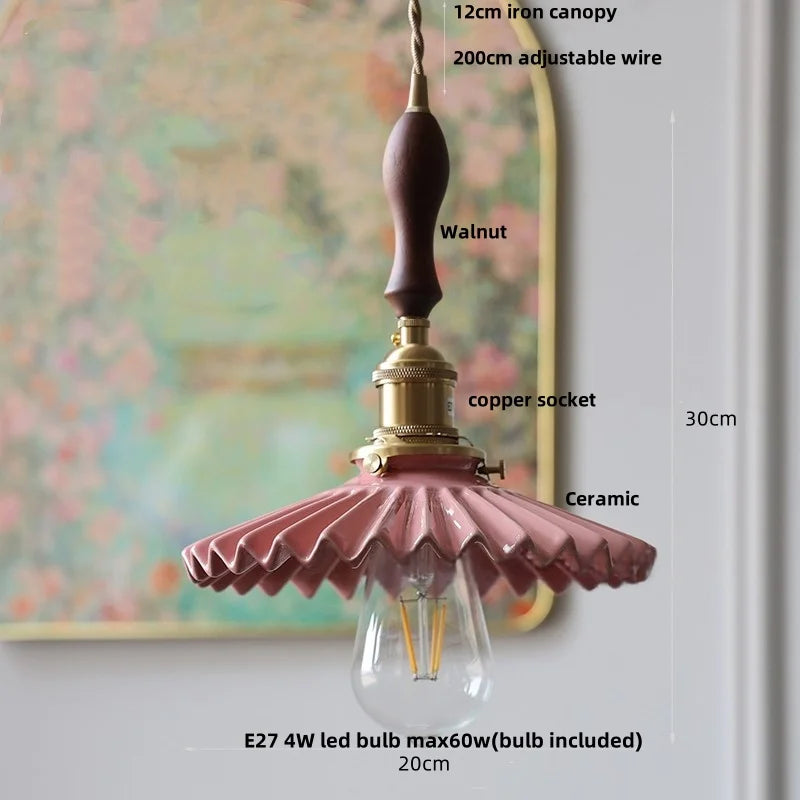 Afralia™ Walnut LED Pendant Lamp Living Room Bedroom Restaurant Nordic Modern