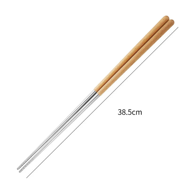 Afralia™ Stainless Steel Long Chopsticks, Reusable Metal Tableware for Noodles, Hot Pot