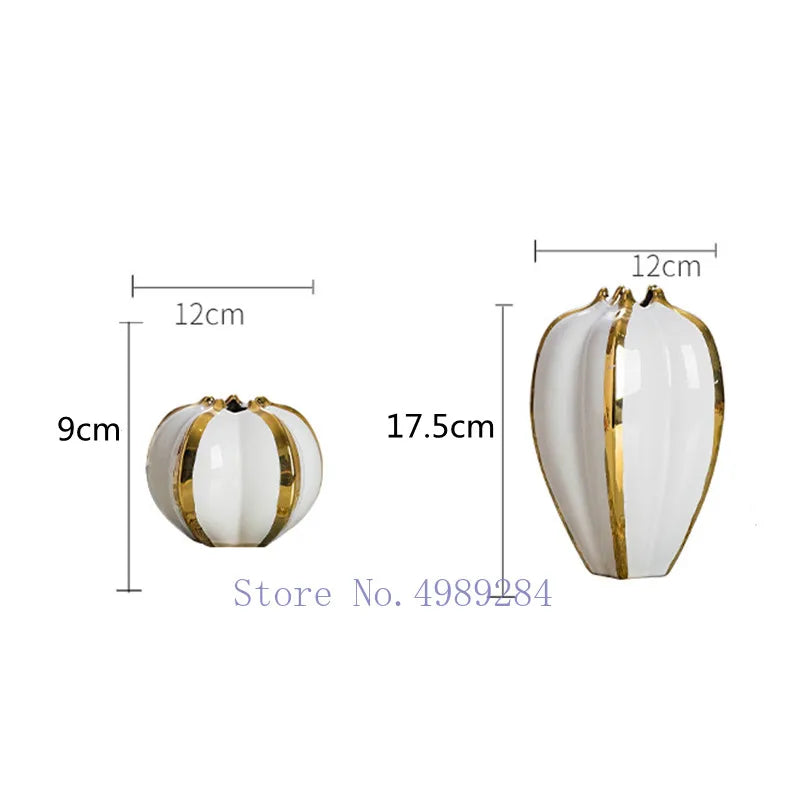 Afralia™ Ceramic Pumpkin Petal Vase Handmade Modern Home Decor Flower Arrangement