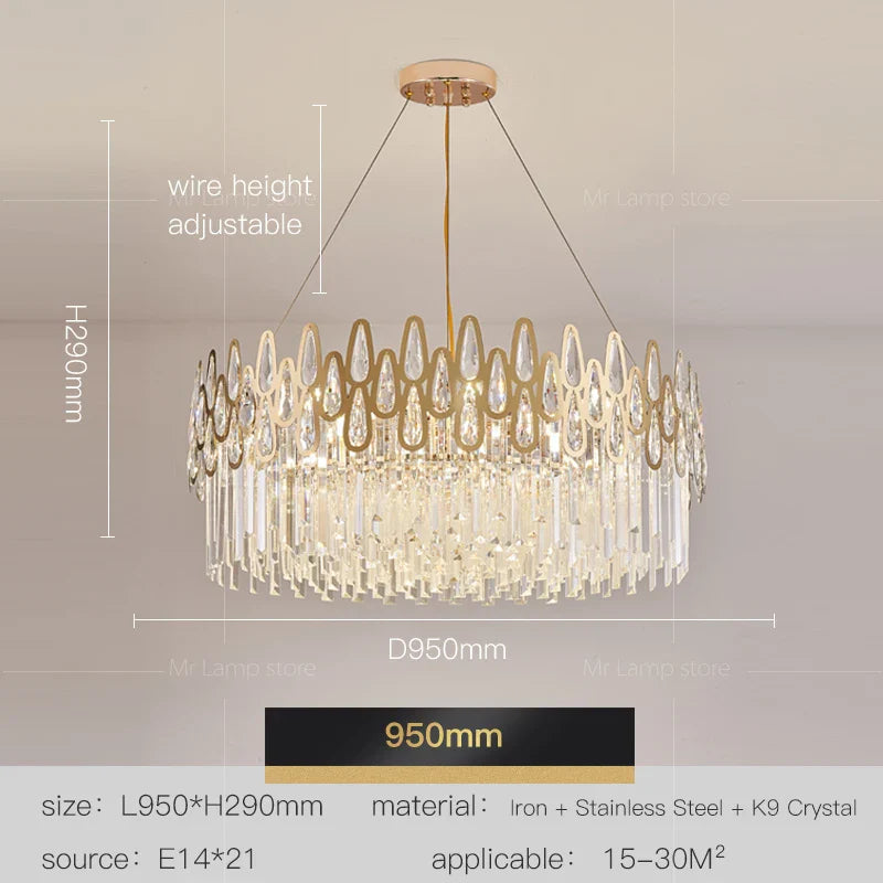 Afralia™ Water Drop Crystal Chandelier for Living Room, Dining Room, and Bedroom