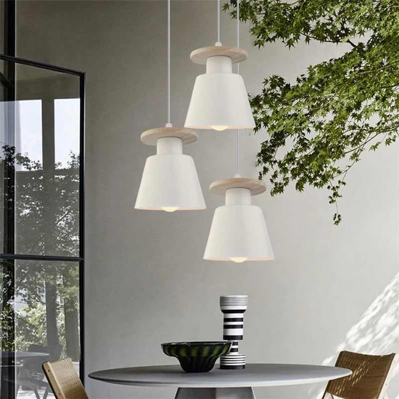 Afralia™ Wood Aluminum Pendant Lights 3-Heads White Chandelier