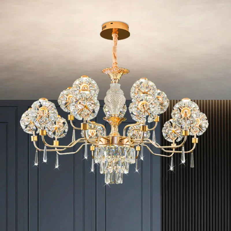 Afralia™ Crystal Chandelier Pendant Light for Luxury Living Room and Bedroom Decor