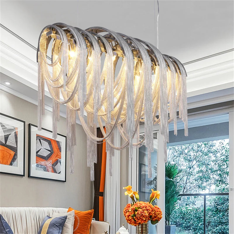 Afralia™ Aluminum LED Chandelier for Modern Interior Decor, Living Room, Dining Room, Kitchen Island, Bedside Wall Lamp