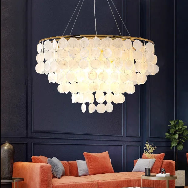 Afralia™ Nordic Shell Chandelier: Modern, Creative, & Luxurious Lighting for Living, Dining & Bedroom