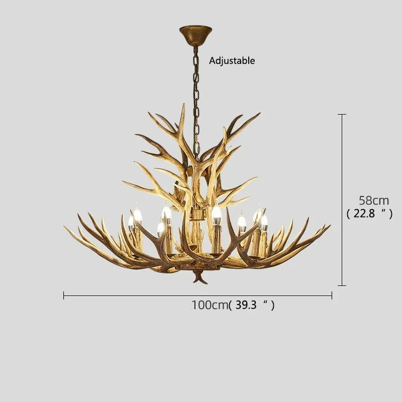Afralia™ Antler Deer Chandelier: Rustic Resin Hanging Lamp for Living Room & Loft