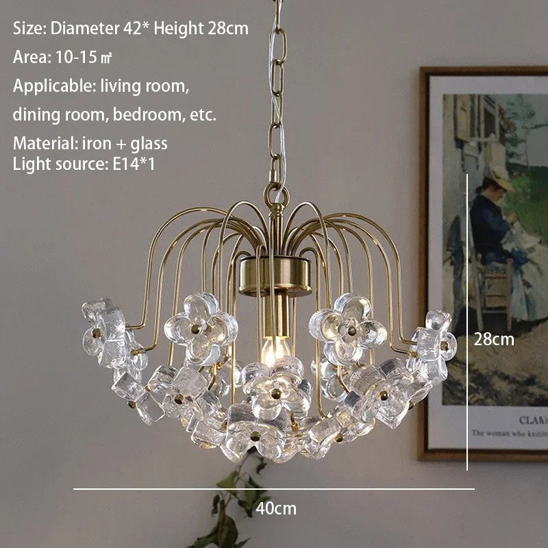 Afralia™ Antique Petal Glass Iron Chandelier for Home Decor