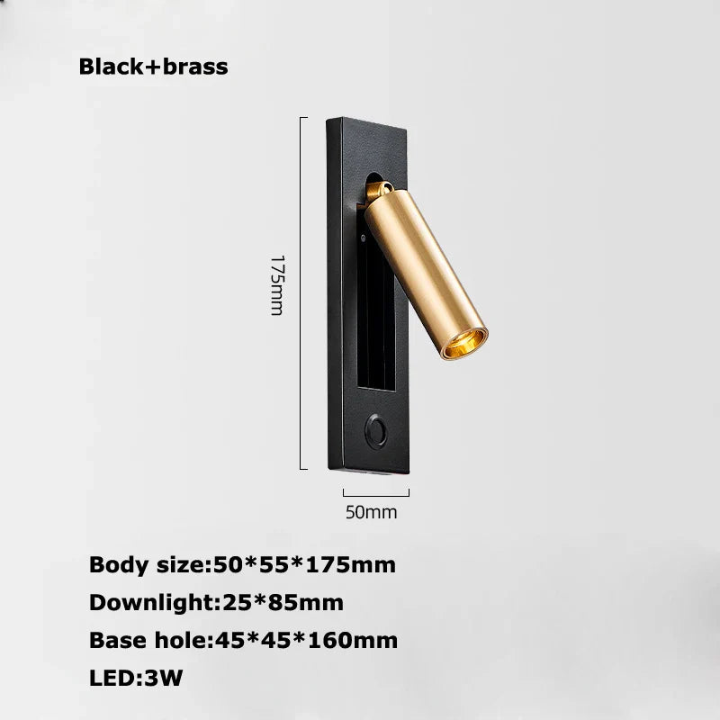 Afralia™ LED Wall Lamp with Switch, USB Port, Rotatable - Bedroom Reading Light