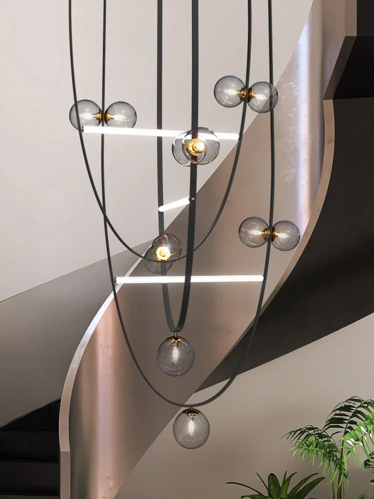 Afralia™ Minimalist Leather Pendant Lamps with Glass Ball Lighting