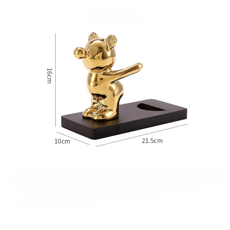 Afralia™ Ceramic Teddy Bear Wine Rack: Luxurious Home Decor for Living Room, Dining Area, or Wine Cabinet