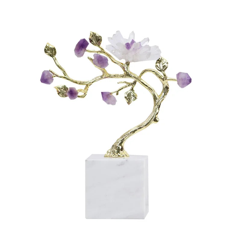 Amethyst Crystal Tree: Elegant Home Decor by Afralia™ - Sculpted Flower Figurine & Metal Accents