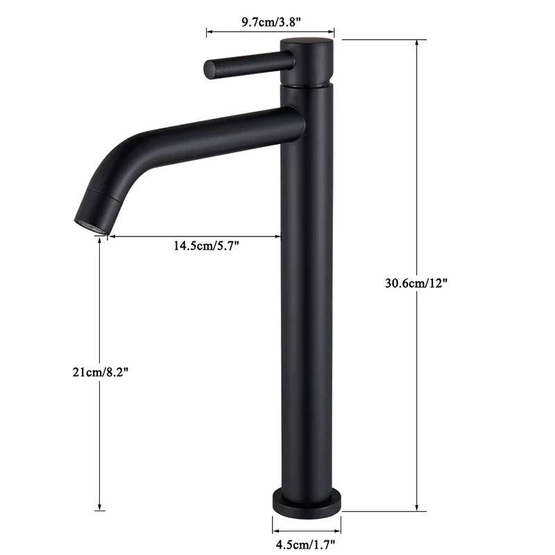 Afralia™ Matte Black Steel Basin Faucet for Cold/Hot Water, Deck Mount Sink Tap