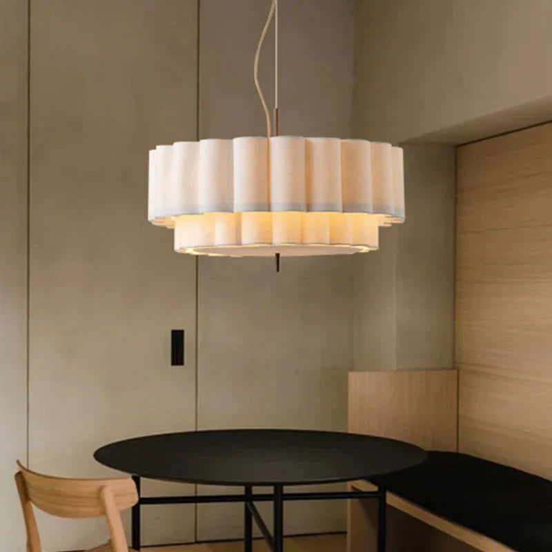 Afralia™ Scalloped Fabric Chandelier Retro Bohemia Pendant Lamp for Living Dining Bedroom