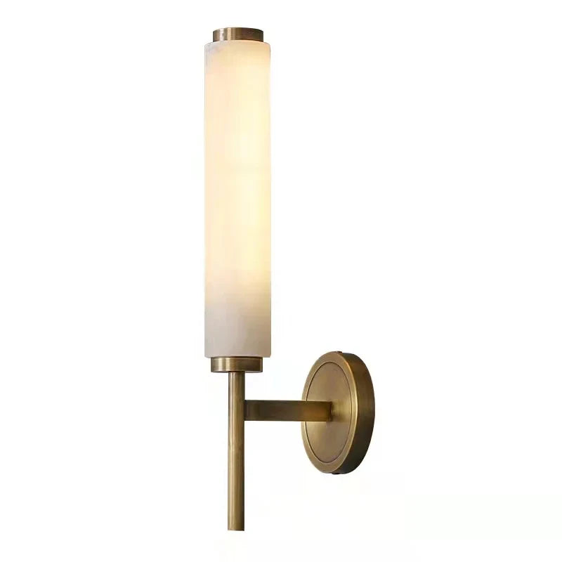 Afralia™ Natural Marble LED Wall Lights Copper, Elegant Foyer TV Background Sconce for Bedroom.