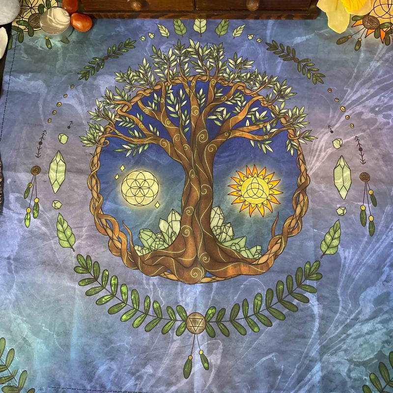 Afralia™ Tree Life Tapestry Altar Tablecloth Wall Hanging Room Decor Oracle Witchcraft Moon Sun