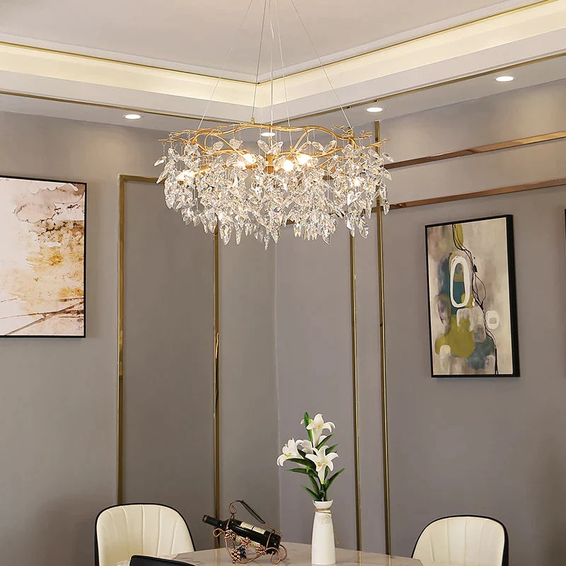 Afralia™ Luxury Crystal Chandelier LED Pendant Lamps for Living Room & Dining Hall