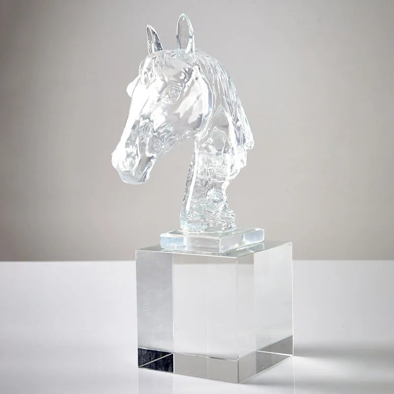 Afralia™ Horse Head Crystal Statue - Decorative Room Sculpture