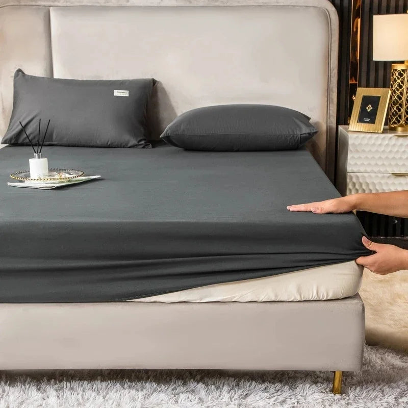 Afralia™ Thicken Sanded Double Bed Fitted Sheet Set with Pillow Covers