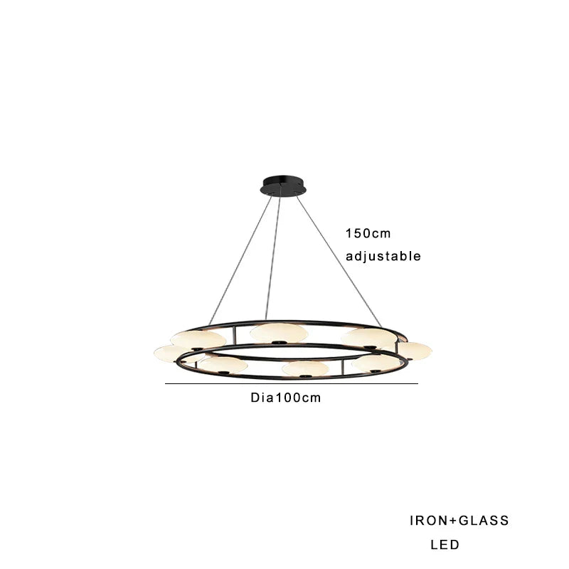 Afralia™ Modern Glass Pendant Light | LED Decoration for Living Room | Round Black White Design