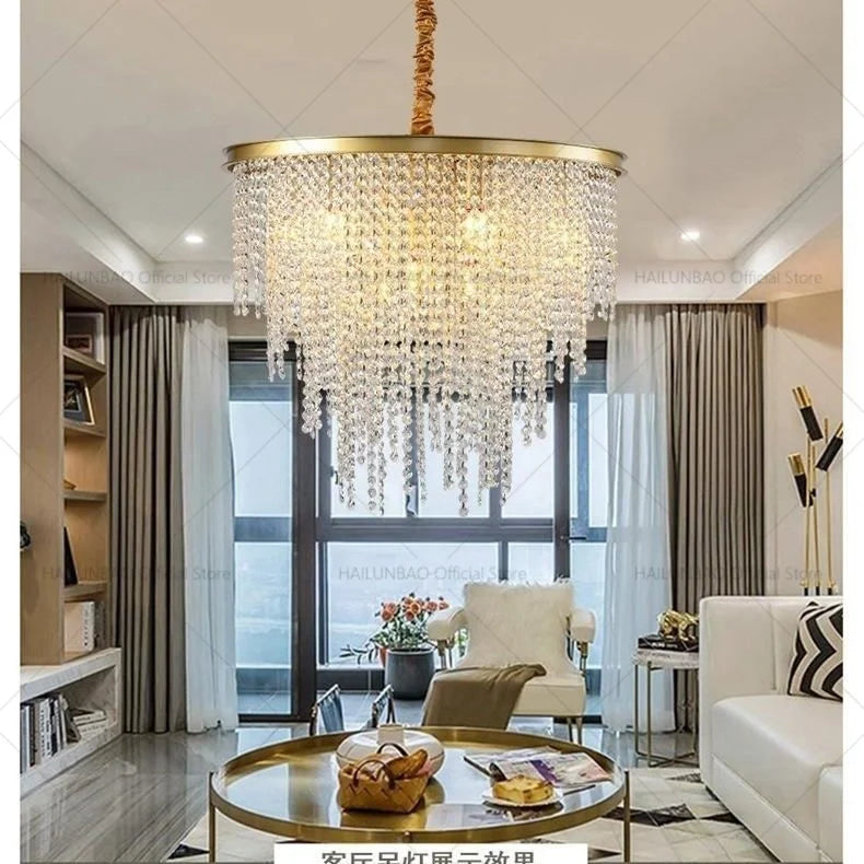 Afralia™ Crystal Chandelier: 2024 Post-Modern Living Room Lighting