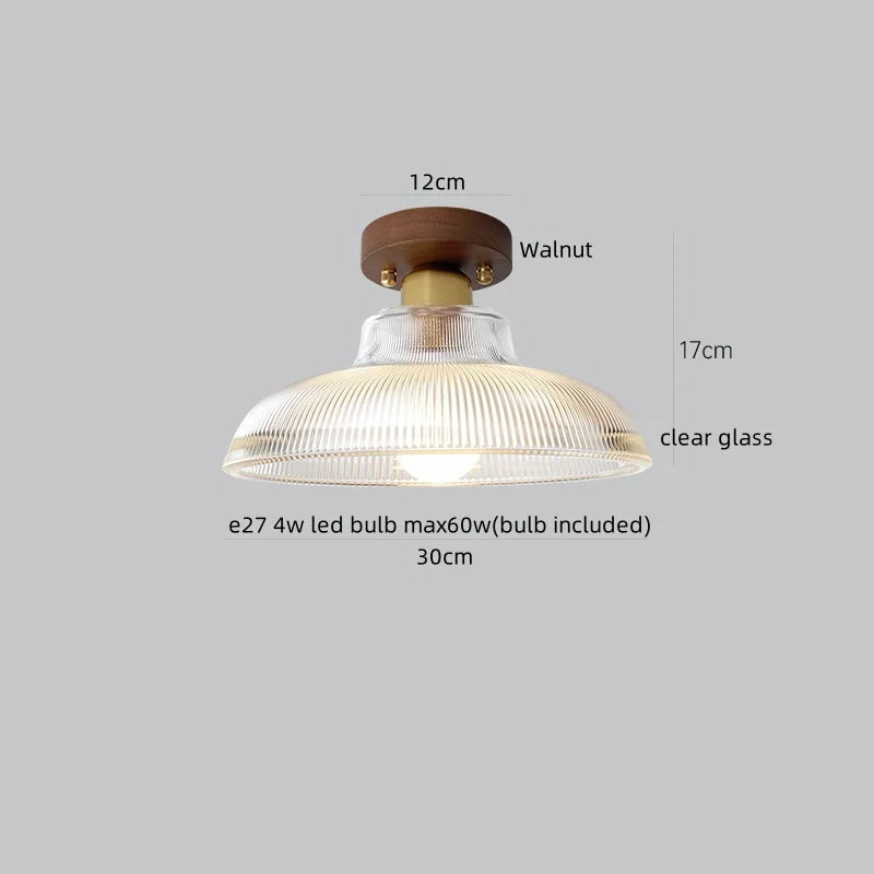 Afralia™ Wood Glass LED Ceiling Lamp Modern Kitchen Living Room Light Fixture