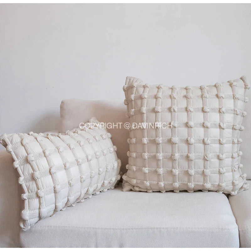 Afralia™ French Cream Bubble Decorative Cushion Cover - Luxury Handmade Throw Pillow Case