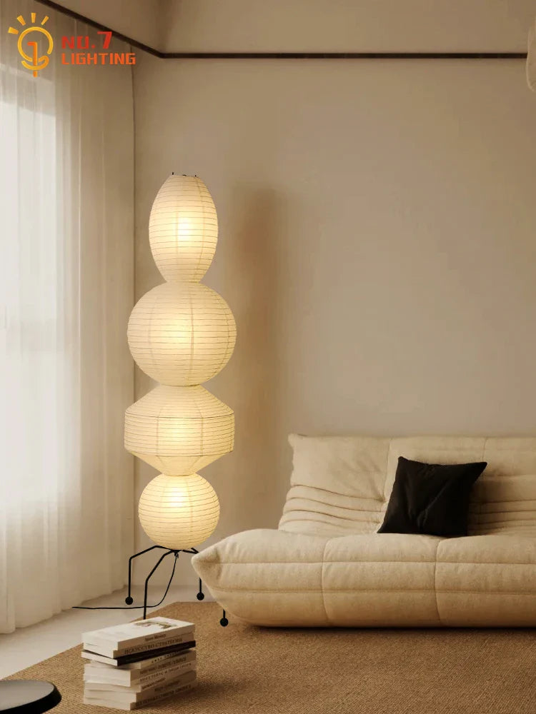Afralia™ Wabi-sabi Rice Paper Floor Lamp LED E27 for Home Decor Living Room
