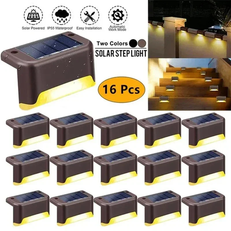 Afralia™ Solar Deck Lights 16 Pack - Waterproof LED Outdoor Stair Railing Pathway Yard Fence