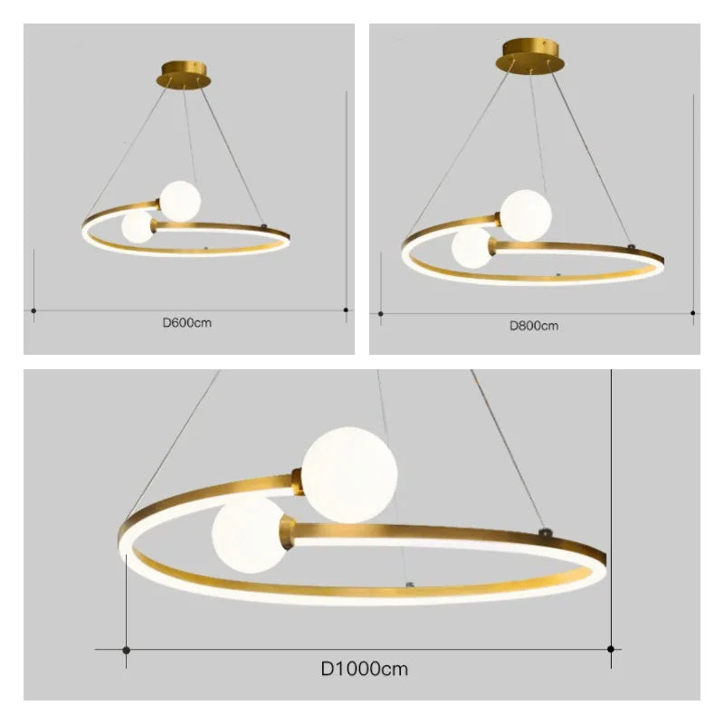 Afralia™ Gold Nordic Ring LED Ceiling Chandelier for Dining Room Pendant Lighting