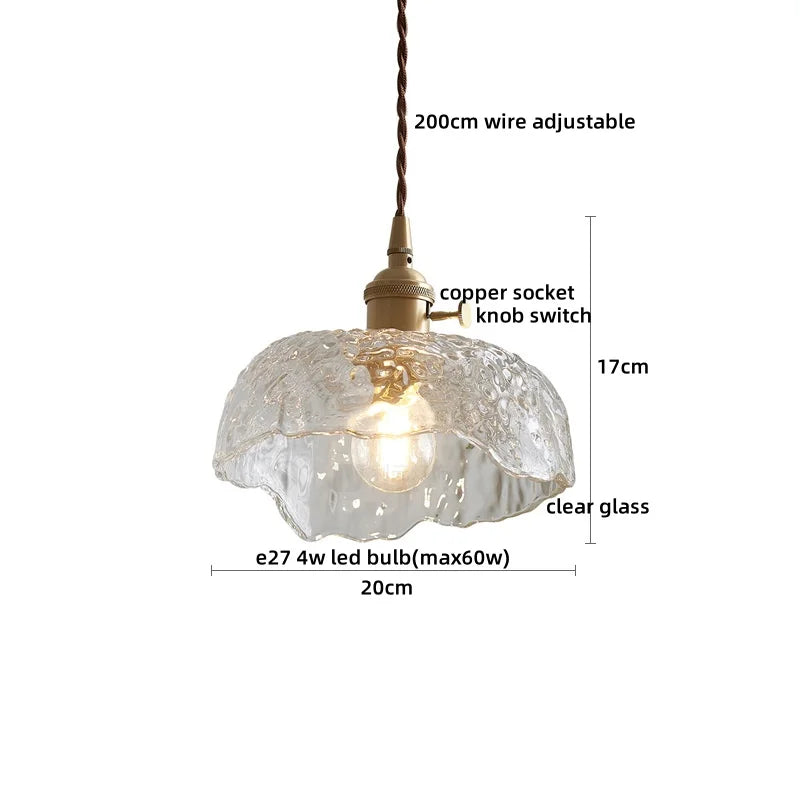 Afralia™ Copper Glass Pendant Light Chandelier for Elegant Home Decor Lighting