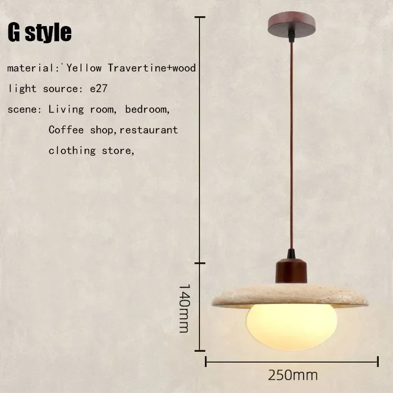 Afralia™ Elegant Wabi Sabi Travertine Pendant Lamp for Dining Desk & Kitchen Island