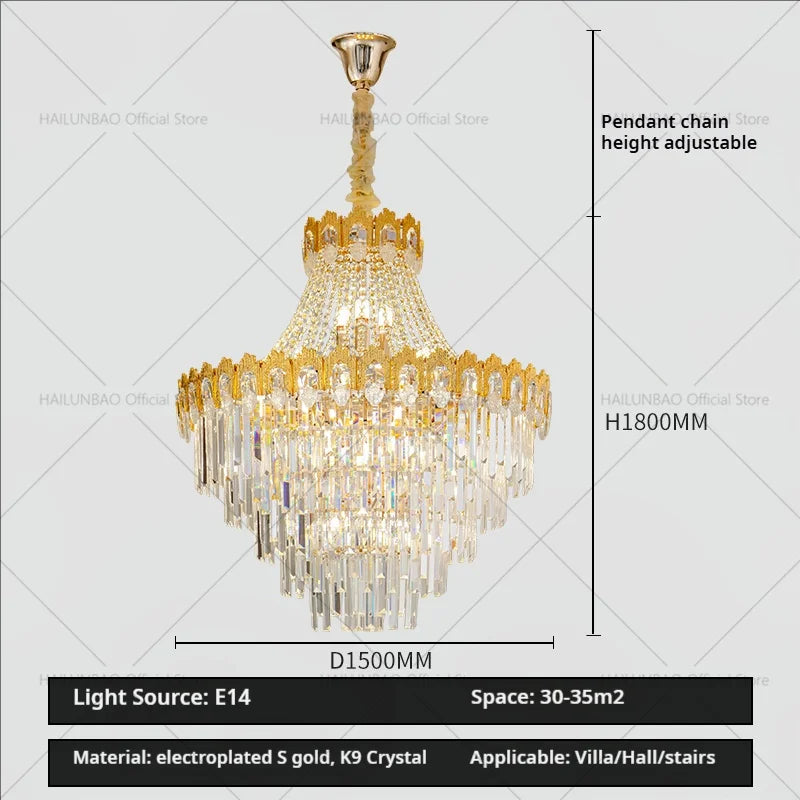 Afralia™ Hollow Crystal Chandelier: High Post Modern Luxury for Duplex Living Room